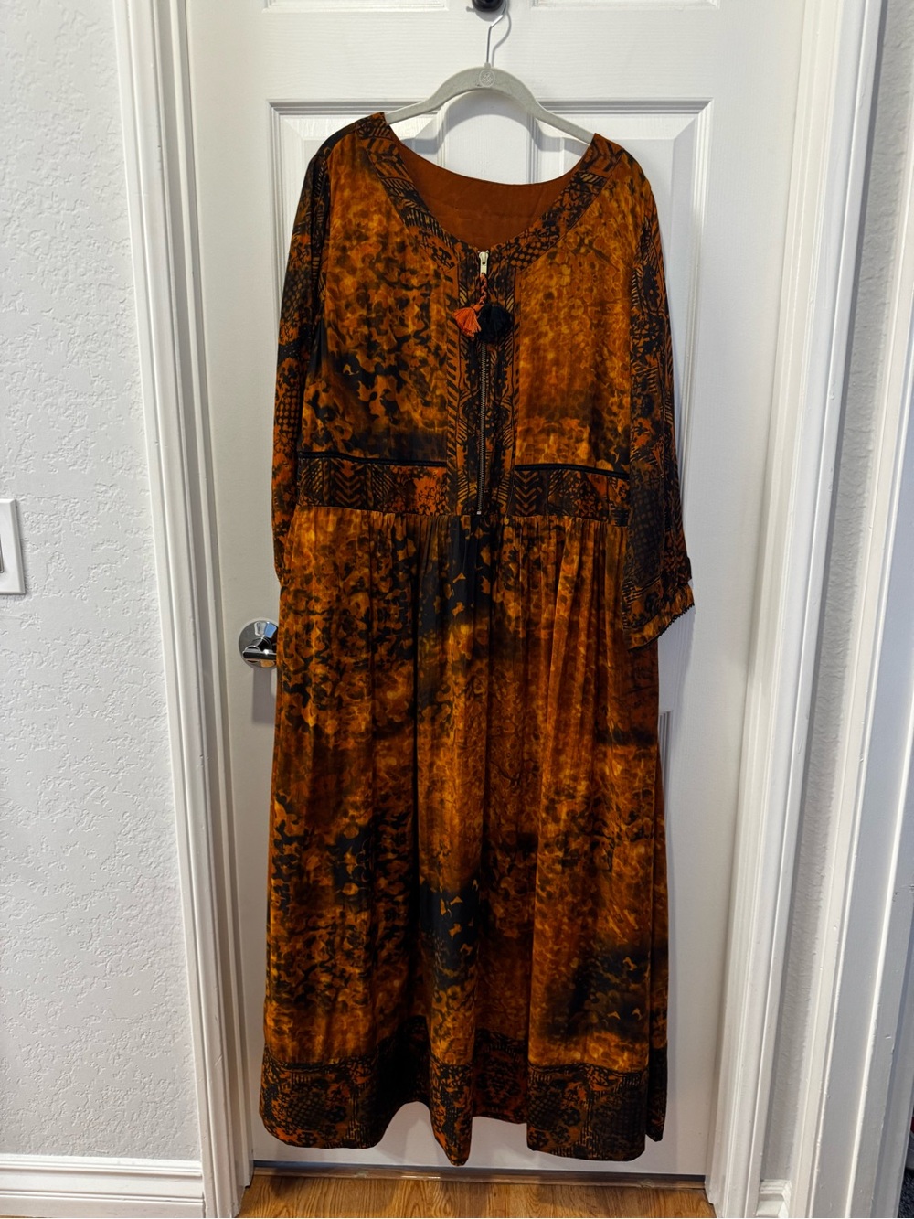 Soft Surroundings Venetian Fall Maxi Dress Smocked Waist - Picture 3 of 8